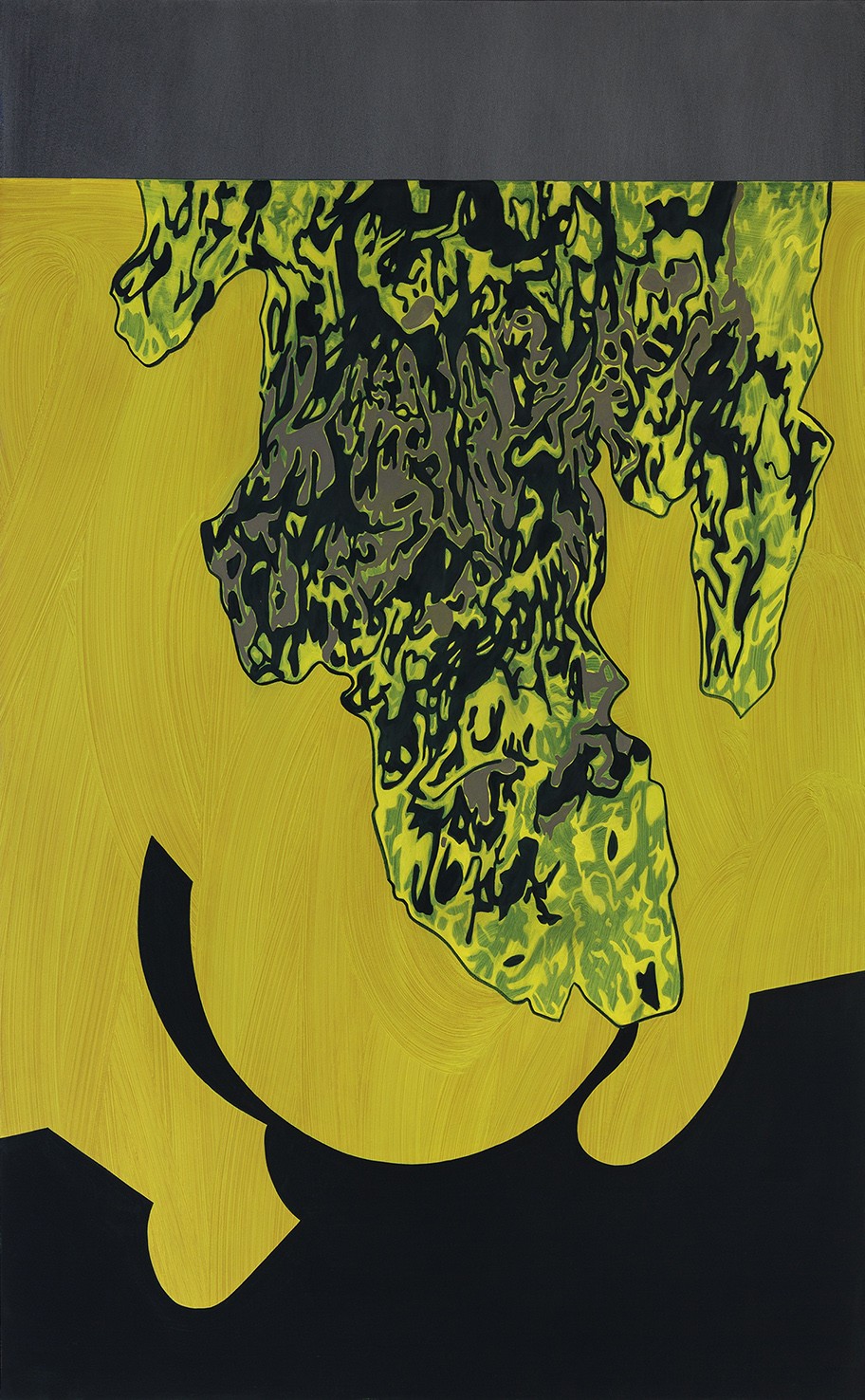 Milena Dragicevic Erections for Transatlantica (Buto), 2018 flüssiges Acryl, Öl und klares Gesso auf schwarz gefärbter Leinwand 148 x 91,5 cm 