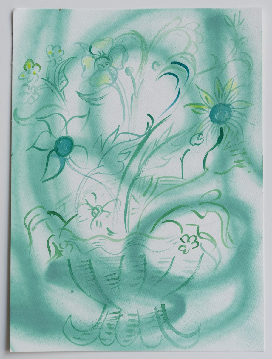 Lucy Stein  Untitled (idea for azulejos), 2013 Tinte und Sprayfarbe auf Papier 38 x 28 cm 